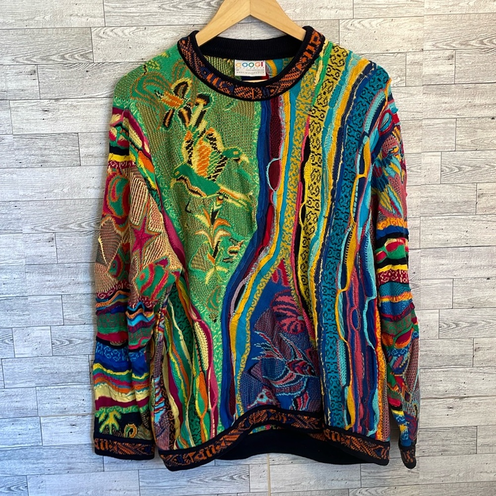 COOGI RARE Birds Textured 90s Vintage Medium M Men’s Women’s Crewneck Sweater